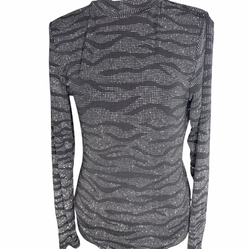 H&M Black and silver body suit Patterned Long Sleeve Top snap crotch closure.